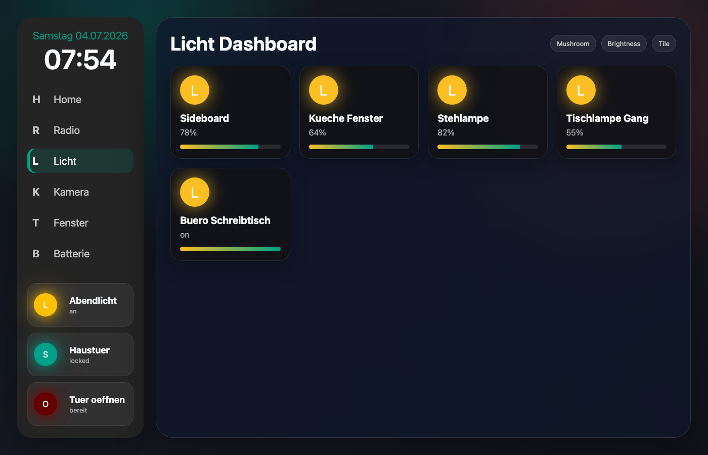Licht-Dashboard für Home Assistant