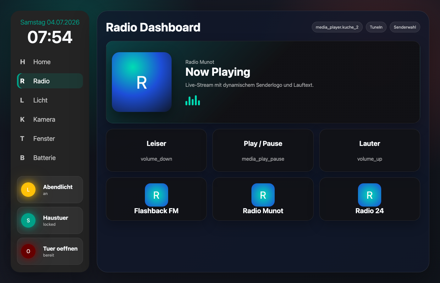 Radio-Dashboard fuer Home Assistant neu denken